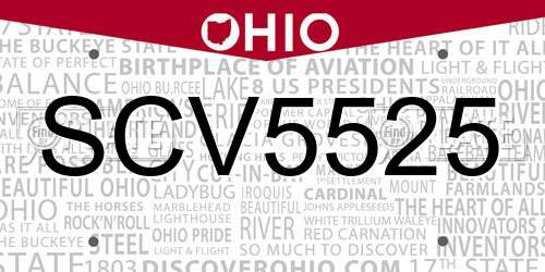 SCV5525 Ohio License Plate