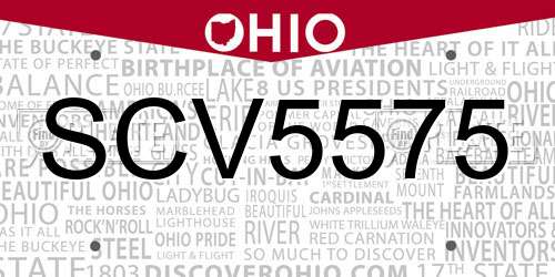 SCV5575 Ohio License Plate