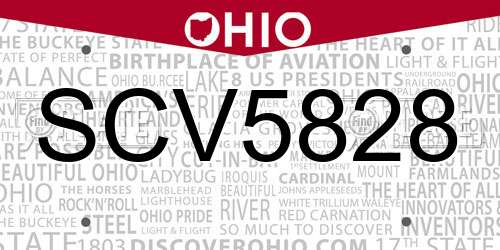 SCV5828 Ohio License Plate