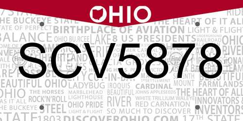 SCV5878 Ohio License Plate
