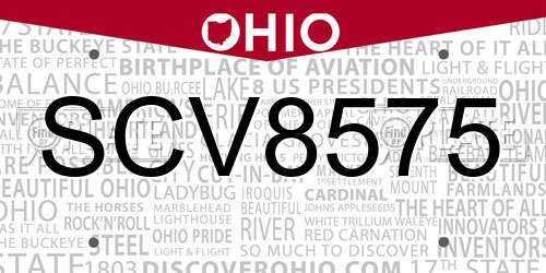 SCV8575 Ohio License Plate