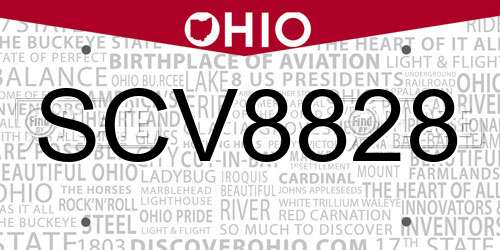SCV8828 Ohio License Plate