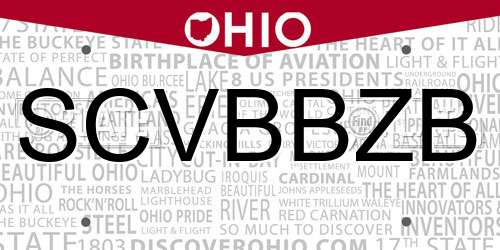 SCVBBZB Ohio License Plate