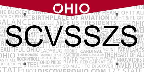 SCVSSZS Ohio License Plate