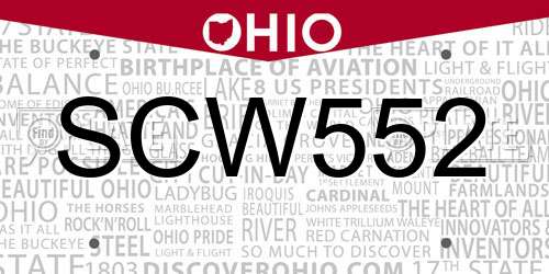 SCW552 Ohio License Plate