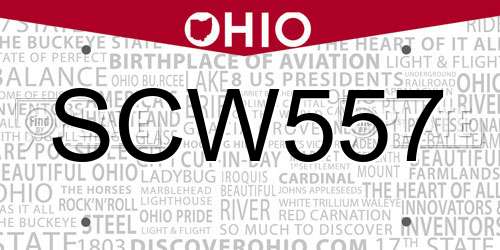 SCW557 Ohio License Plate