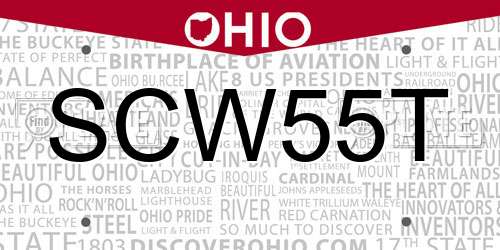 SCW55T Ohio License Plate