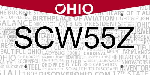 SCW55Z Ohio License Plate