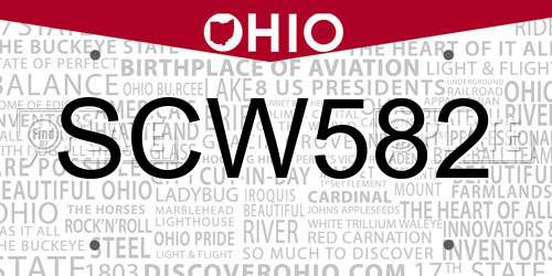 SCW582 Ohio License Plate