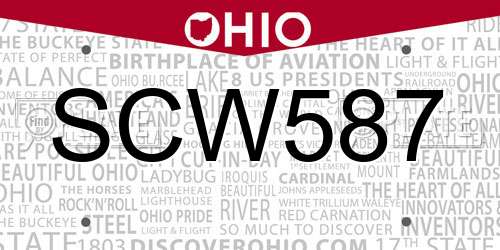 SCW587 Ohio License Plate