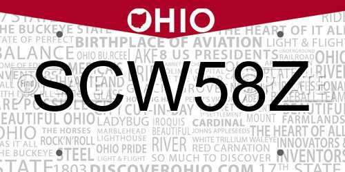 SCW58Z Ohio License Plate