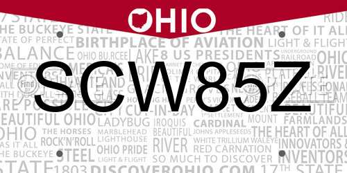 SCW85Z Ohio License Plate