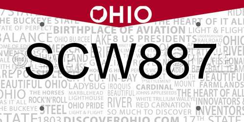 SCW887 Ohio License Plate