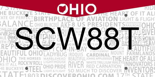SCW88T Ohio License Plate