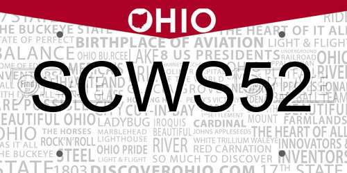 SCWS52 Ohio License Plate