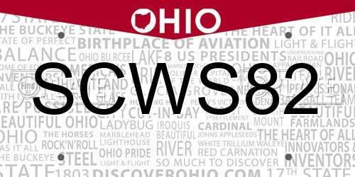 SCWS82 Ohio License Plate