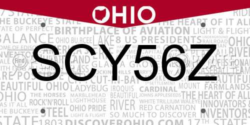 SCY56Z Ohio License Plate