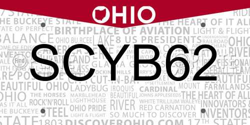 SCYB62 Ohio License Plate