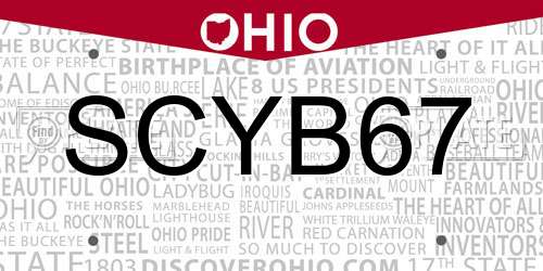 SCYB67 Ohio License Plate