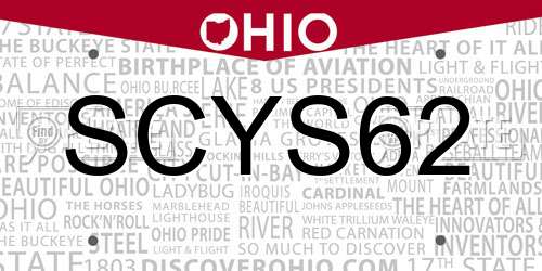SCYS62 Ohio License Plate