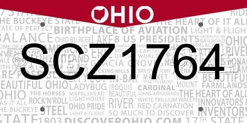 SCZ1764 Ohio License Plate