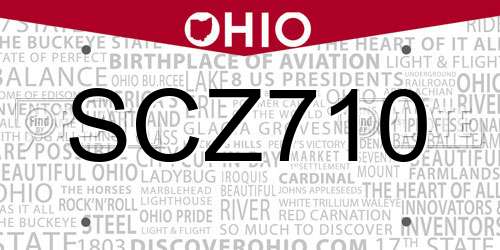 SCZ710 Ohio License Plate