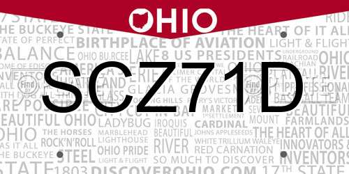 SCZ71D Ohio License Plate