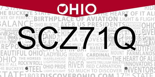 SCZ71Q Ohio License Plate