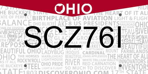 SCZ76I Ohio License Plate