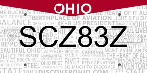 SCZ83Z Ohio License Plate