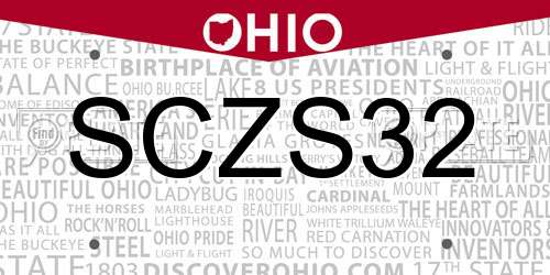 SCZS32 Ohio License Plate