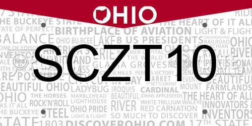SCZT10 Ohio License Plate