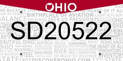 SD20522 Ohio License Plate
