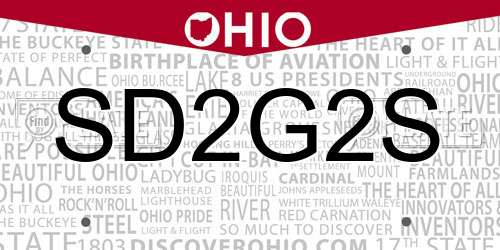 SD2G2S Ohio License Plate