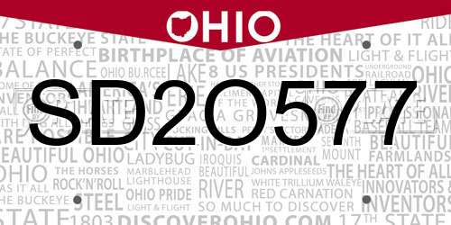 SD2O577 Ohio License Plate