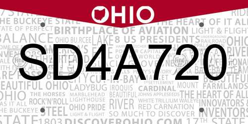 SD4A720 Ohio License Plate