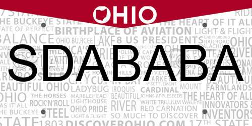 SDABABA Ohio License Plate