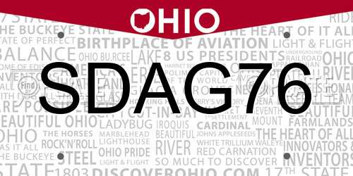 SDAG76 Ohio License Plate