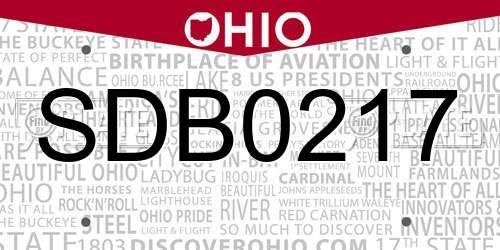 SDB0217 Ohio License Plate