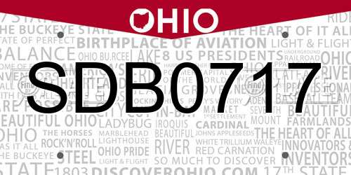 SDB0717 Ohio License Plate