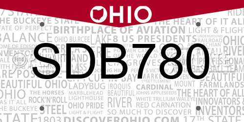 SDB780 Ohio License Plate