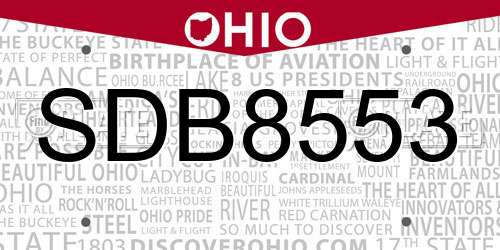 SDB8553 Ohio License Plate