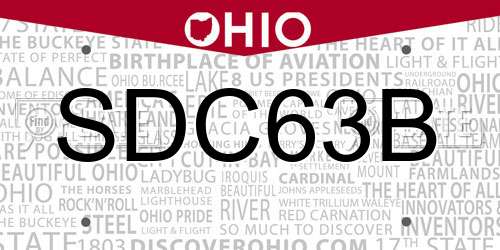 SDC63B Ohio License Plate