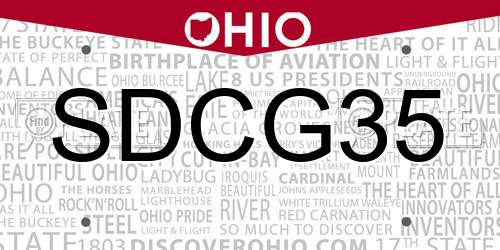 SDCG35 Ohio License Plate