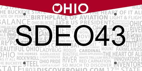 SDEO43 Ohio License Plate