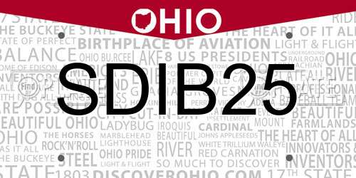 SDIB25 Ohio License Plate