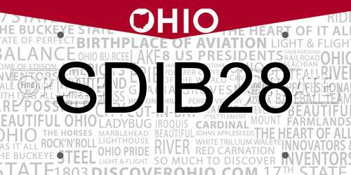SDIB28 Ohio License Plate