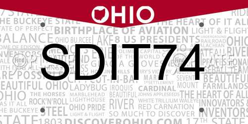 SDIT74 Ohio License Plate