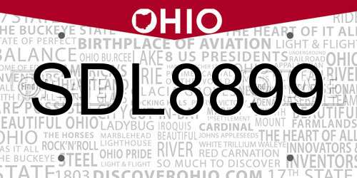 SDL8899 Ohio License Plate