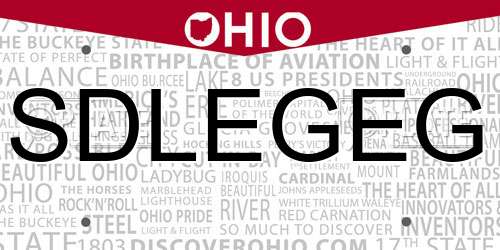 SDLEGEG Ohio License Plate